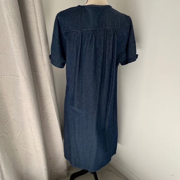 Vintage Vicki Blue Short Sleeve Jean Dress Dark Wash Denim Button Down Size L - Picture 6 of 8